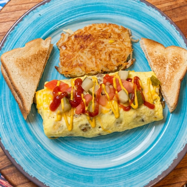 Bacon Cheeseburger Omelette.